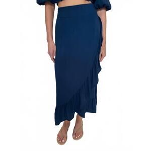 NEW SKEMO punto wrap skirt in indigo